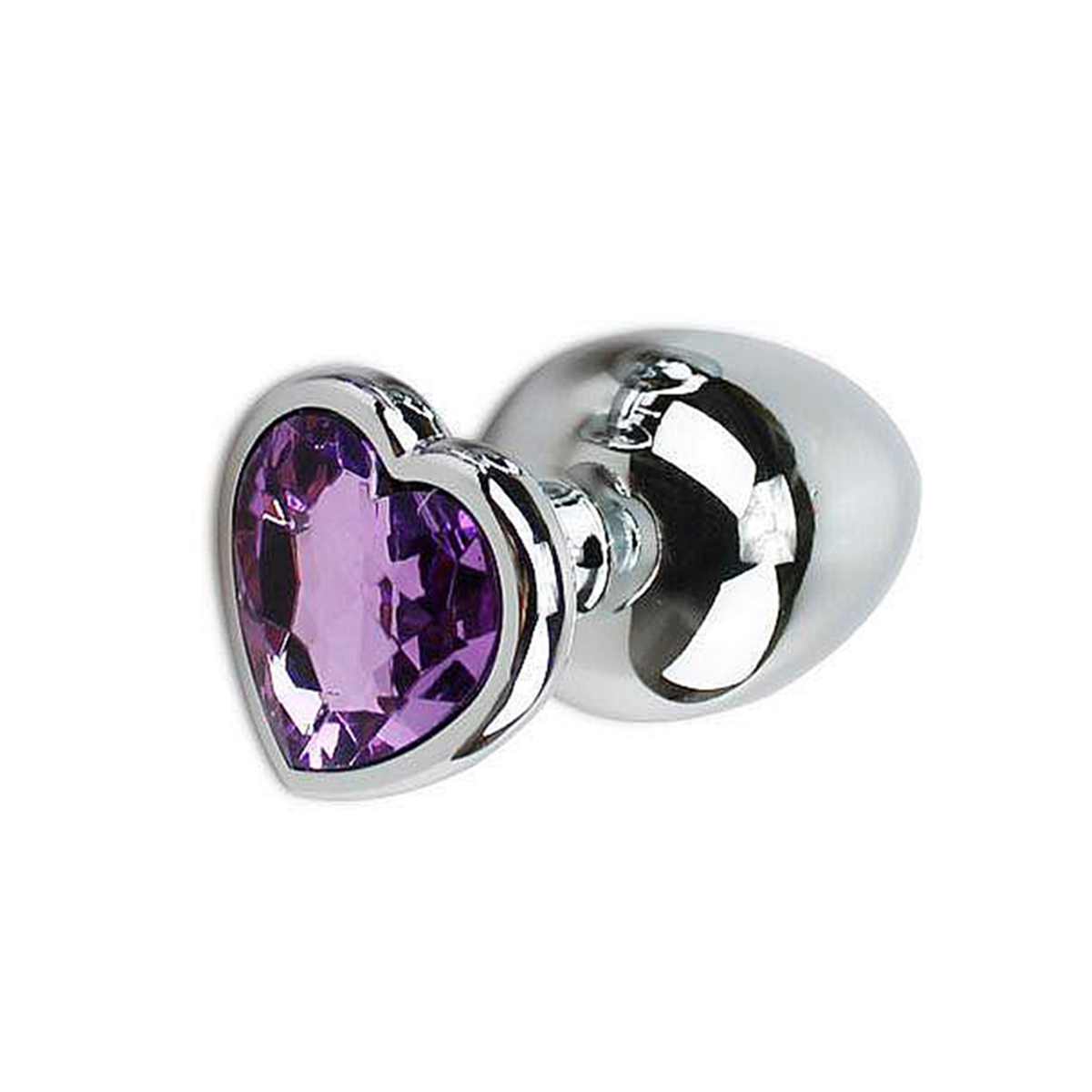 Plug Anal Aço Inoxidável Tam.M Joia Formato Coração Roxo - Imagem 5